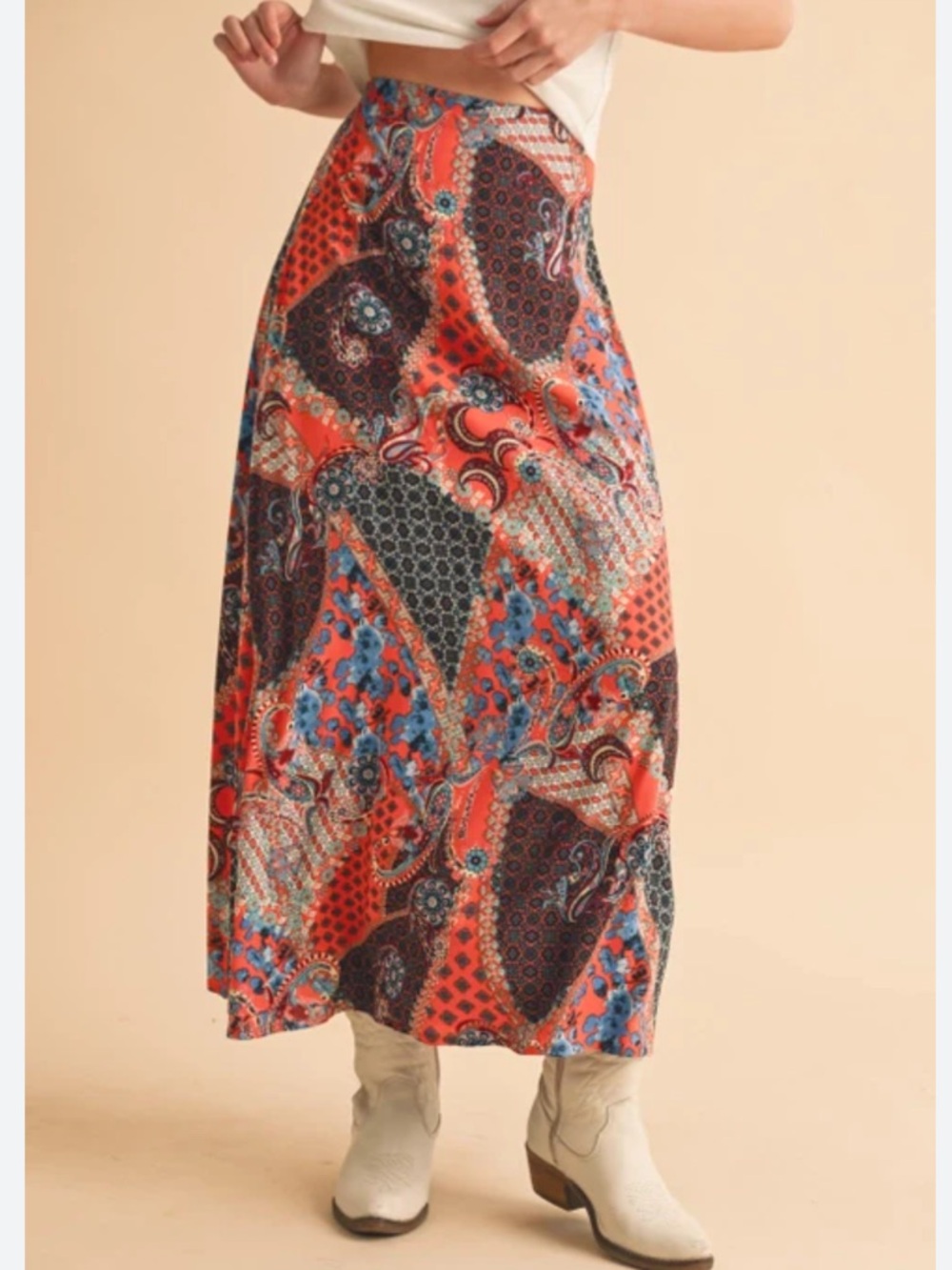 NWT Aemi+Co Patchwork Print Maxi Skirt